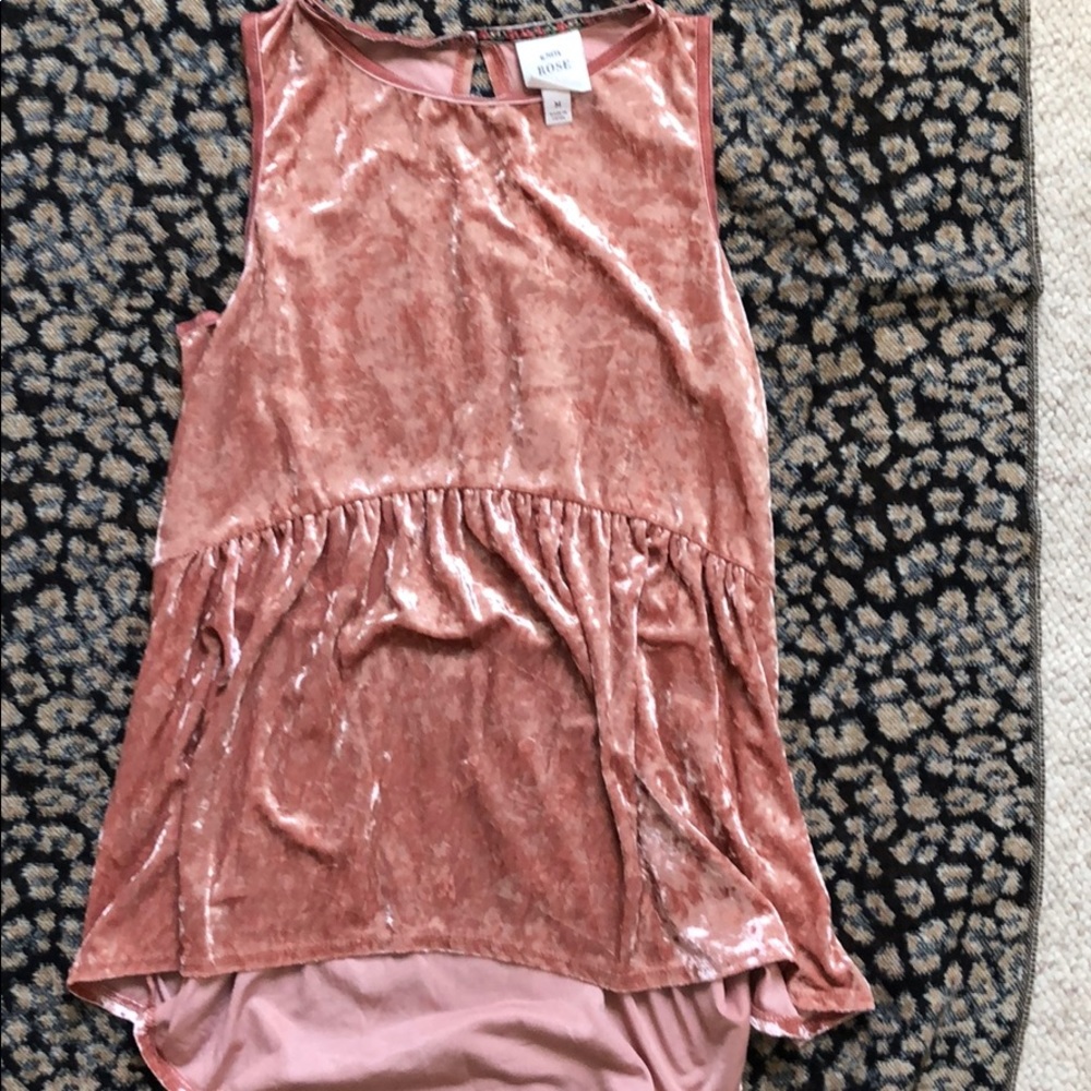 Pink velvet burnout top